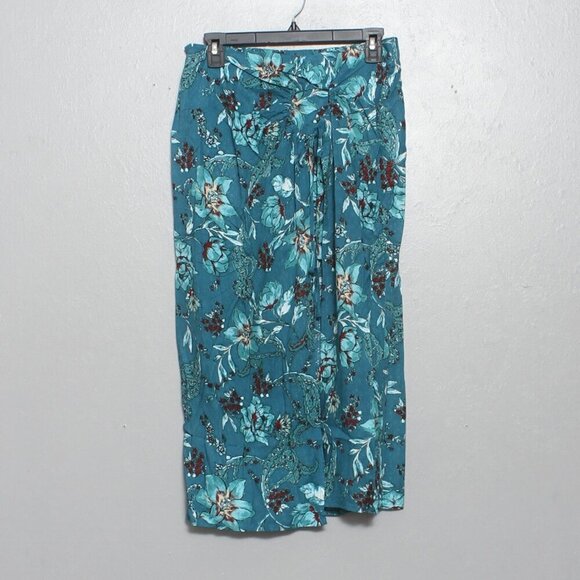 Band of the free nwt CELENE TEAL FLORAL LAYERED MIDI SKIRT - Picture 1 of 10